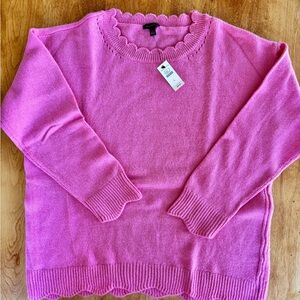 Talbots Pink Scalloped Crew Neck Sweater